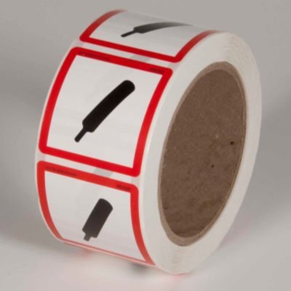 Top Tape And Label INCOM® GHS1304 GHS "Gas Cylinder" Pictogram Label, 2" x 2", 500/Roll GHS¬†1304.00